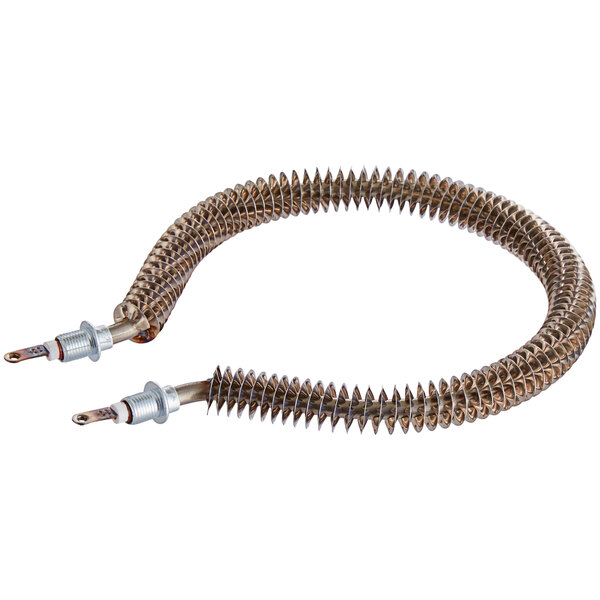 An Avantco heating pipe with a long metal coil and wire attached.
