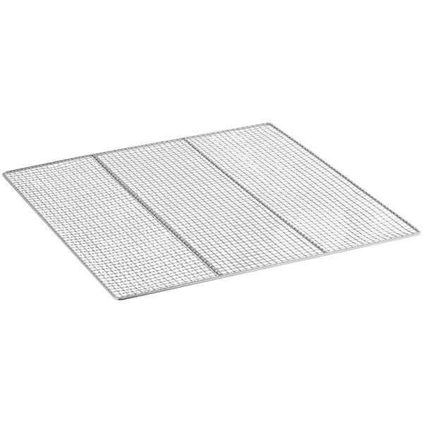 An Avantco wire mesh tray with a grid on it.