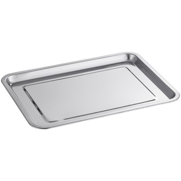 An Avantco stainless steel crumb tray with a lid.
