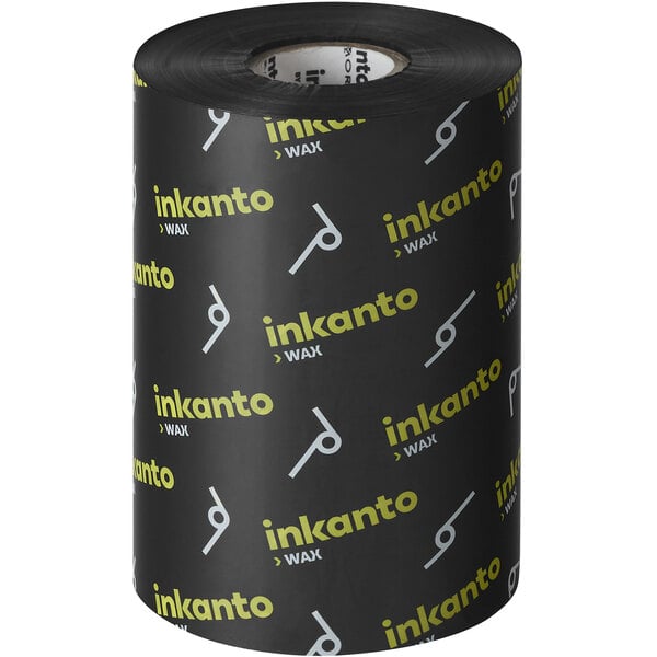 A black inkanto roll of Armor black ink paper with white and yellow text.