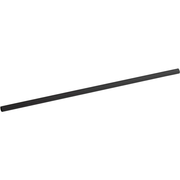 A black stick on a white background with a long handle.