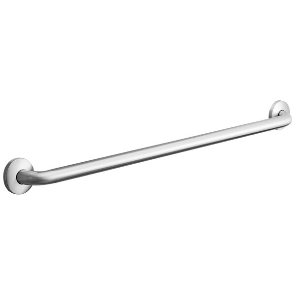 An American Specialties, Inc. stainless steel grab bar with snap flange on a white background.