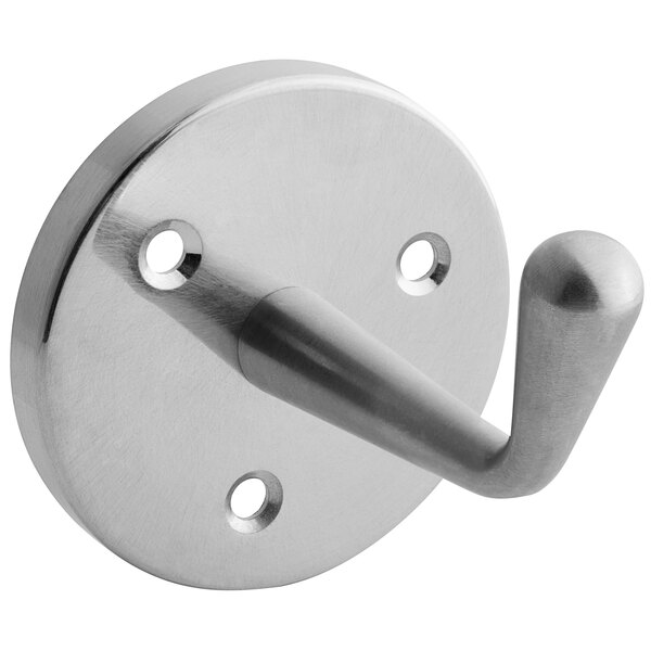An American Specialties, Inc. stainless steel robe hook with two holes in it.