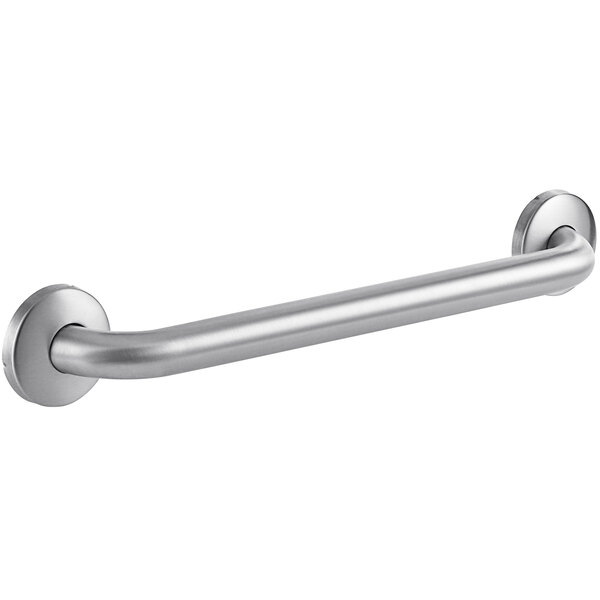 An American Specialties, Inc. stainless steel grab bar with snap flange and round ends.