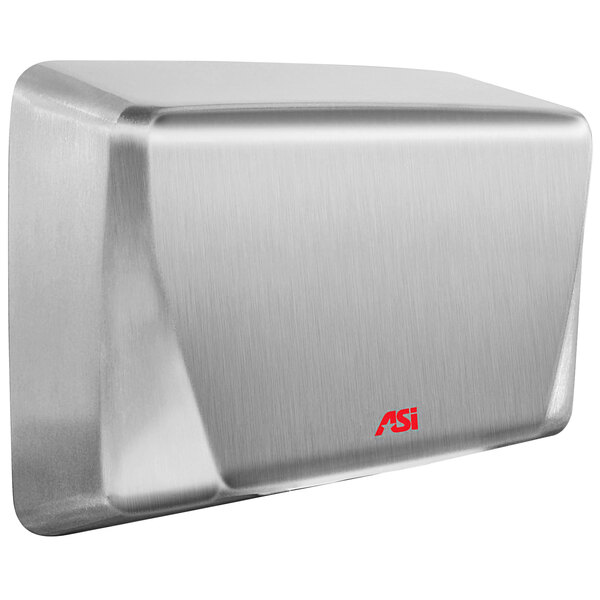 A stainless steel American Specialties, Inc. high-speed hand dryer with red text.