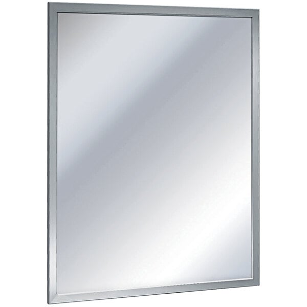An American Specialties, Inc. mirror with a stainless steel frame.