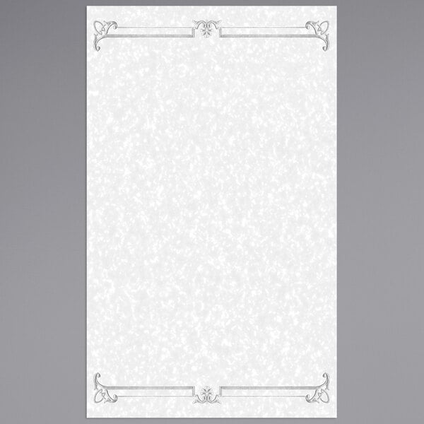 A white paper with a blue decorative border.