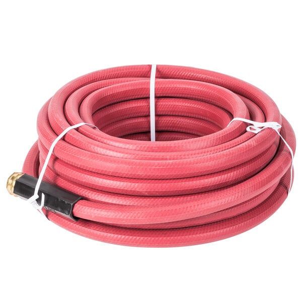 A roll of red Notrax commercial hot water hose.