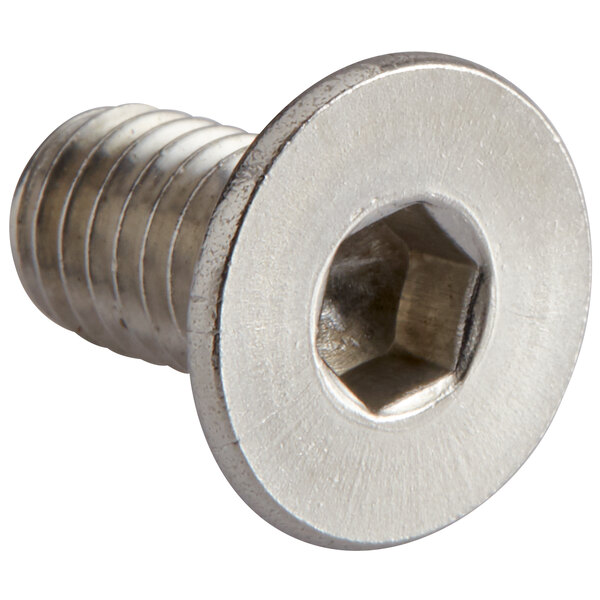 A stainless steel screw with a nut for a Choice Manual Juicer on a table.