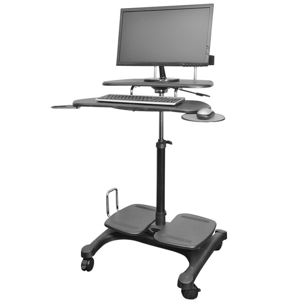 A Kantek sit to stand computer workstation with a monitor on top.