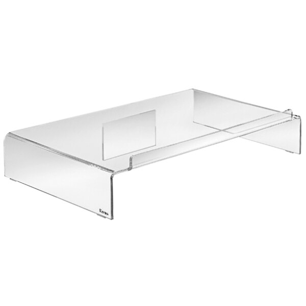 A clear acrylic shelf with a clear surface.