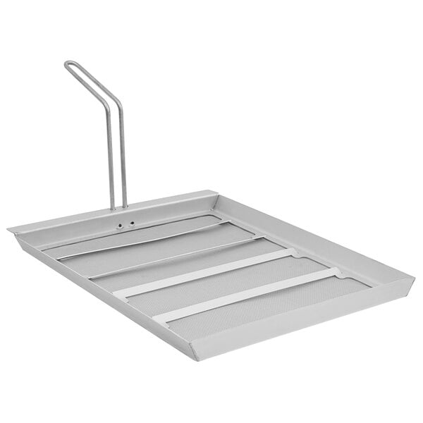 A Frymate metal tray for Frymaster and Imperial deep fryers with a handle.