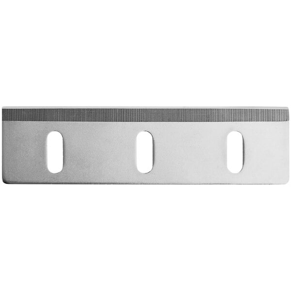 A white rectangular metal blade with holes in it.