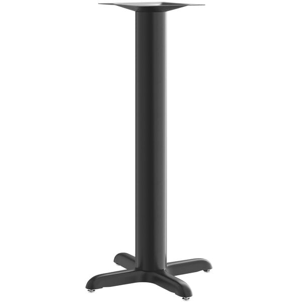 A Lancaster Table & Seating black bar height table base with a pedestal column.