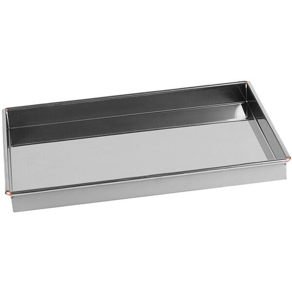 A silver rectangular stainless steel Gobel cake pan.