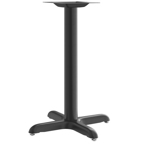A Lancaster Table & Seating black stamped steel standard height column table base.