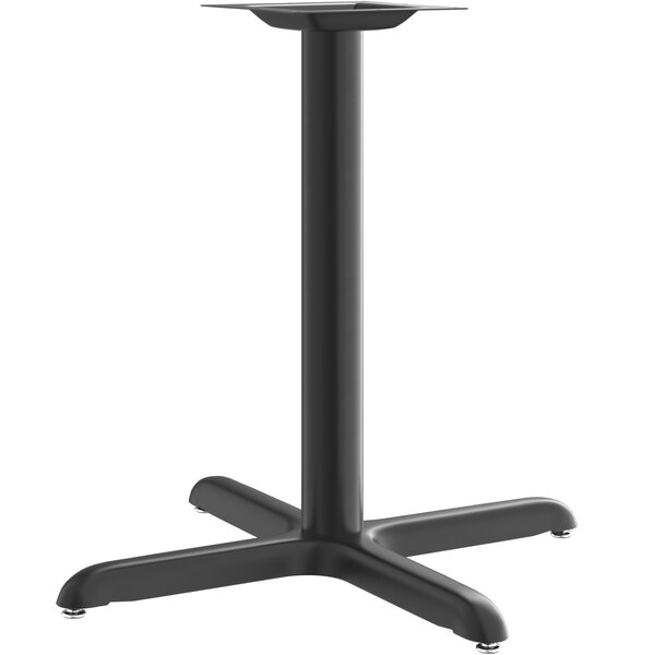 A Lancaster Table & Seating black stamped steel pedestal table base.