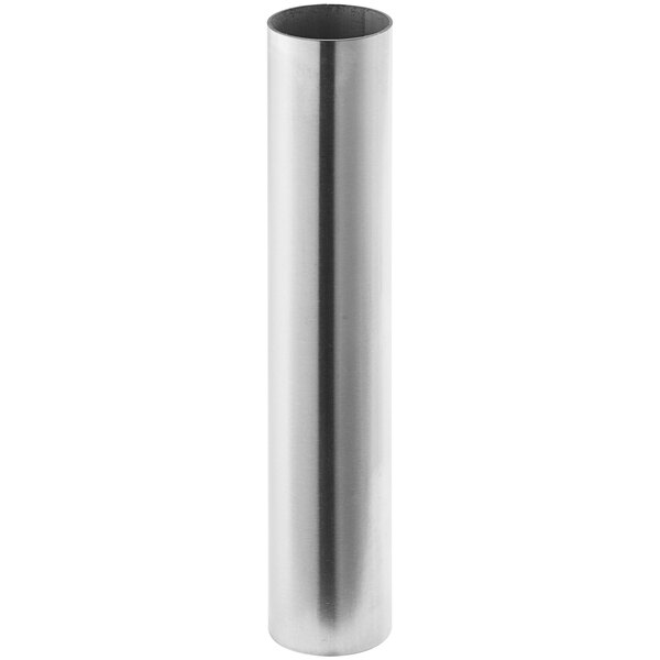 A silver stainless steel tube for a Backyard Pro smoker.