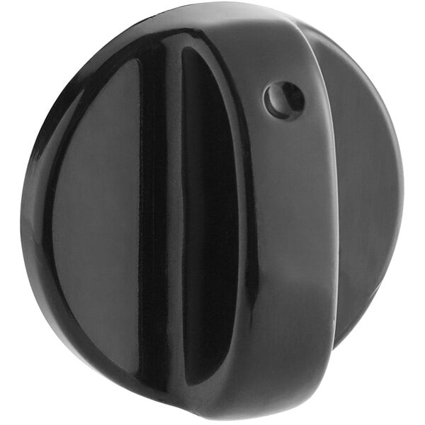 A black Backyard Pro knob with a round hole on top.
