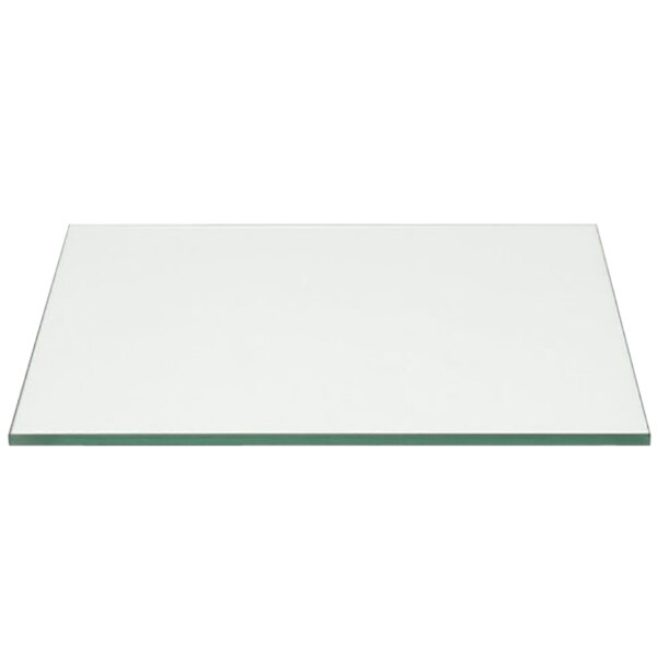 A clear tempered glass buffet board on a white background.