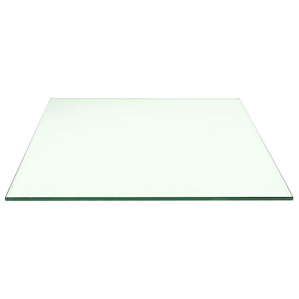 A square glass surface on a white background.