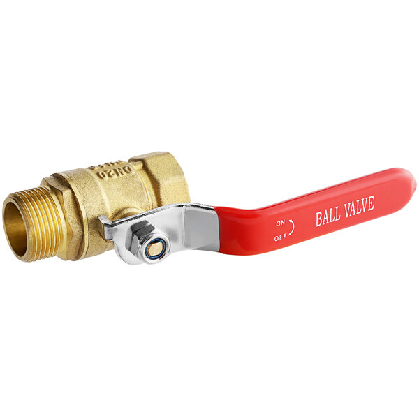 A Backyard Pro brass oil drain valve with a red switch.
