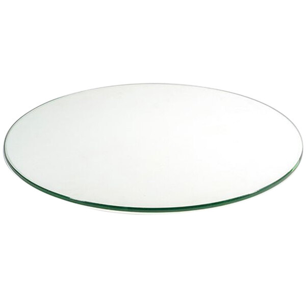 A clear tempered glass buffet board on a white background.