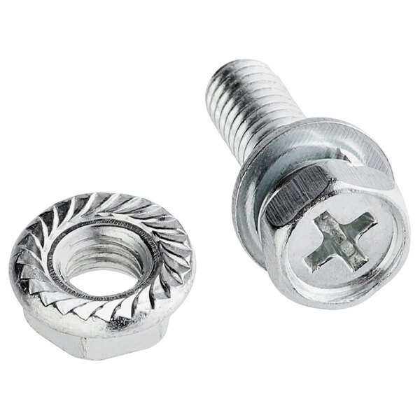 A close-up of a screw and nut.