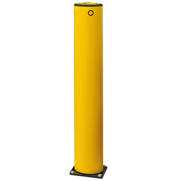A yellow A-Safe iFlex bollard with a white wear collar.