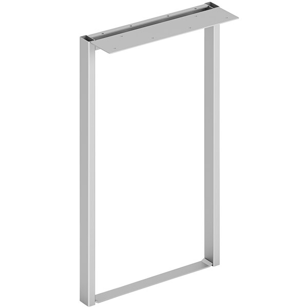 A white metal rectangular frame with metal base.