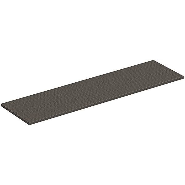 A black rectangular slate teak credenza top.