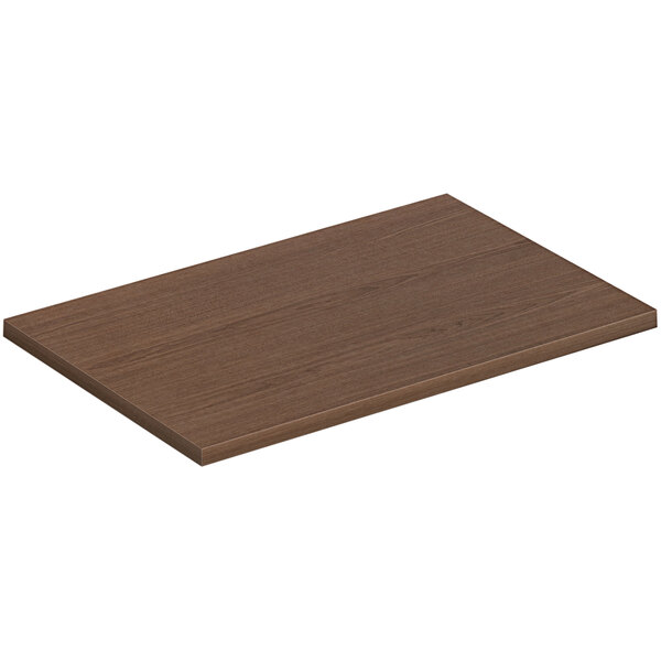 A brown rectangular wood surface with a white background.