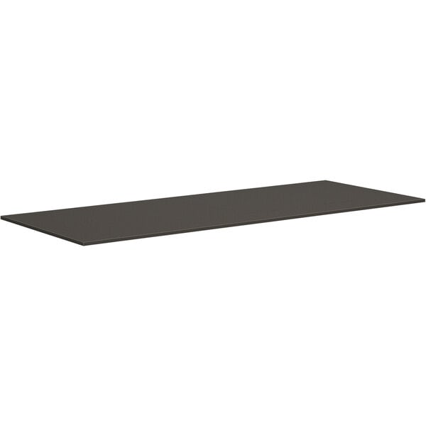 A rectangular slate teak laminate conference table top on a white background.
