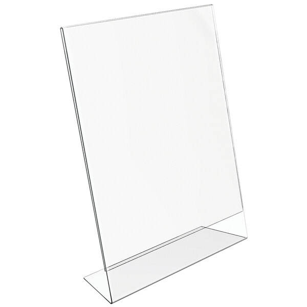 A clear plastic holder with a white background.
