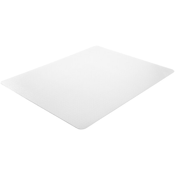 A clear rectangular Deflecto EconoMat for low pile carpet.