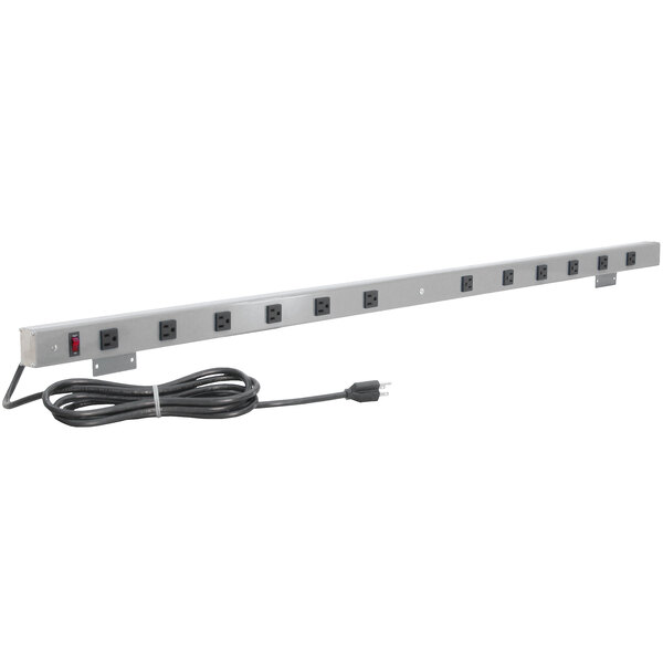 A BenchPro 48" gray mountable power strip with multiple outlets.