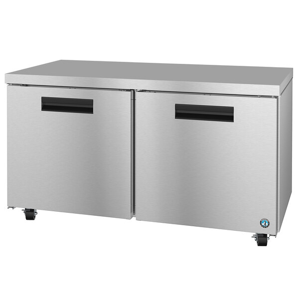 A Hoshizaki stainless steel undercounter freezer with two drawers.