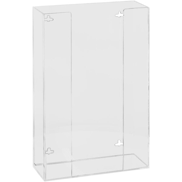 A clear acrylic case with three compartments and holes.