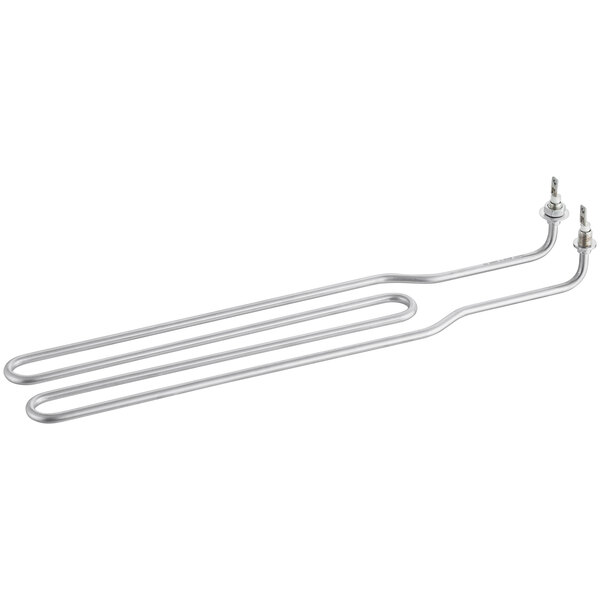 A stainless steel heating element with two metal rods for an Avantco broiler.