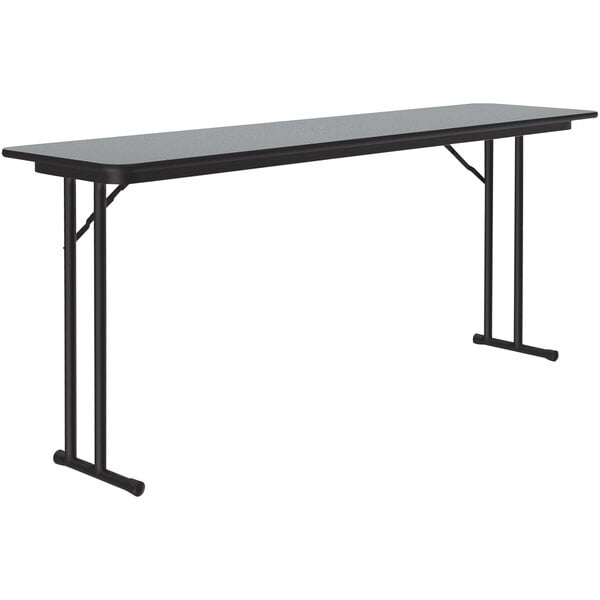 A black rectangular Correll seminar table with black legs.