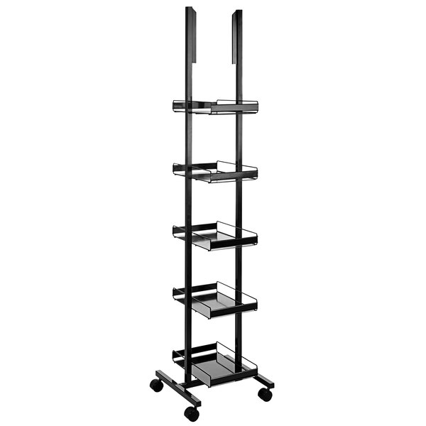A black metal IRP rack with five shelves.