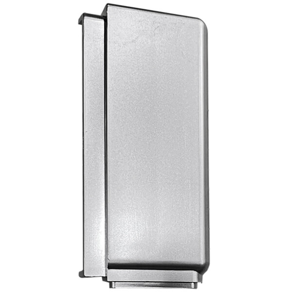 A silver rectangular end cap with a white background.