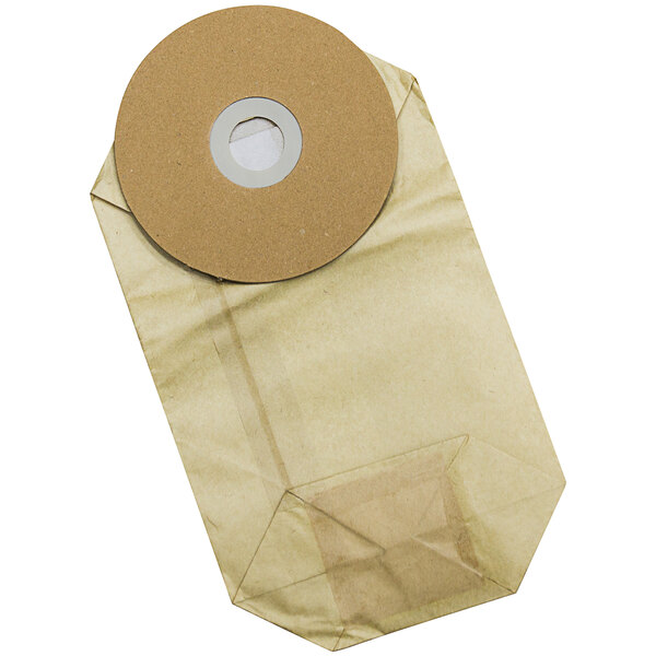 A package of 10 brown Powr-Flite paper bags with a circular disc on top.