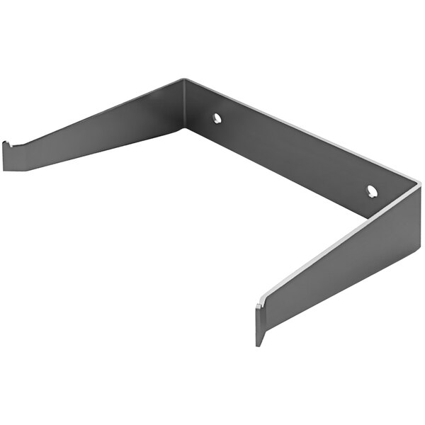 A metal bracket with two holes in it.