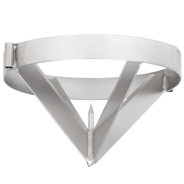 A stainless steel triangle shaped Nemco 4 section wedge cutter blade assembly.