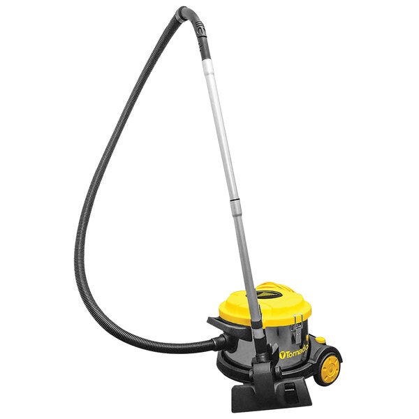 A Tornado wet/dry vacuum cleaner with a yellow handle.