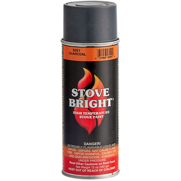 A can of R & V Works Stove Bright High-Temperature Charcoal Stove Paint.