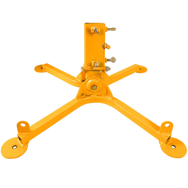 A yellow metal Drillrite Flex Base stand with screws.