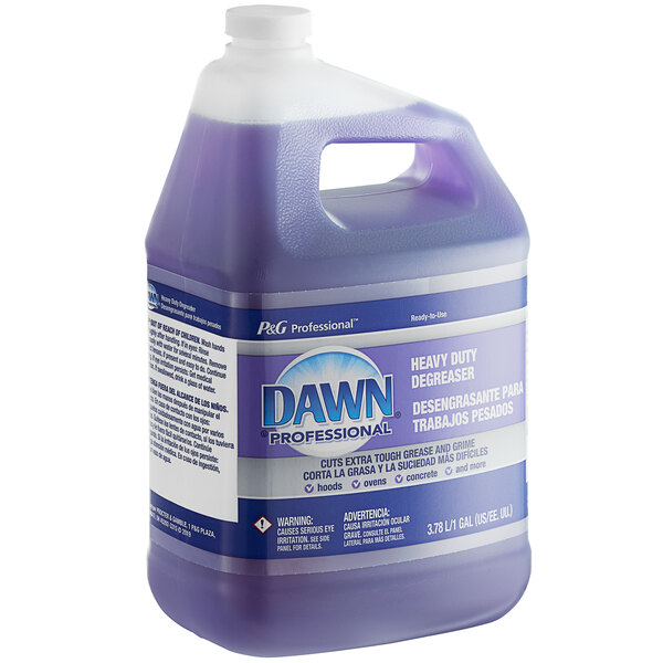 A purple jug of Dawn Professional Heavy-Duty Degreaser on a counter.