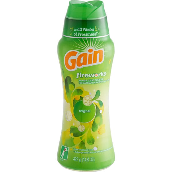 A green bottle of Gain Original Fireworks Scent Booster.